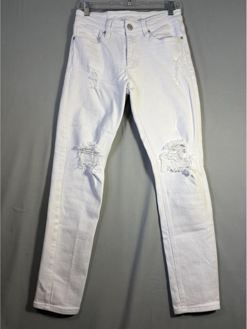 Rue21 Premium Supreme Flex White Distressed Skinny Jeans Womens 28x29